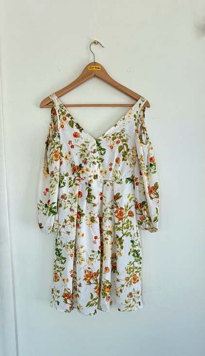 Disney Dresses & Skirts - Disney Alice Through the Looking Glass White Floral Cold Shoulder Mini Dress XS